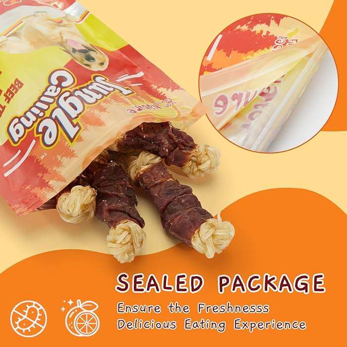 Jungle Calling Long Lasting Dog Chews for Medium Large Dogs, Duck Wrapped Beef Tendon Braid Bones - Rawhide-Free Hip and Joint Support Treats with Glucosamine - Image 8