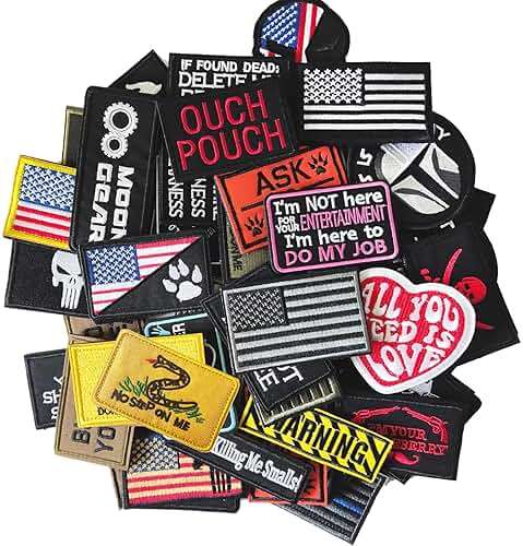 Harsgs 20 Pieces Random Tactical Morale Patch Bundle, Full Embroidery Loop and Hook Patches Set for Caps, Bags, Backpacks, Vest, Military Uniforms,Tactical Gears Etc - Image 1