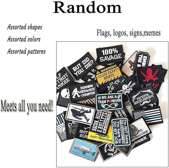 Harsgs 20 Pieces Random Tactical Morale Patch Bundle, Full Embroidery Loop and Hook Patches Set for Caps, Bags, Backpacks, Vest, Military Uniforms,Tactical Gears Etc - Image 3
