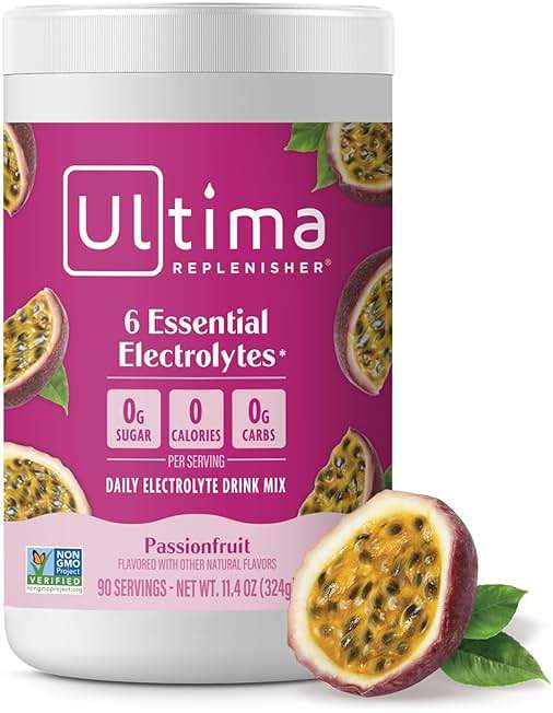 Ultima Replenisher Daily Electrolyte Powder Drink Mix – Sugar Free – Passionfruit, 90 Servings – Hydration Powder with 6 Key Electrolytes and Trace Minerals – Keto Friendly, Non-GMO - Image 1