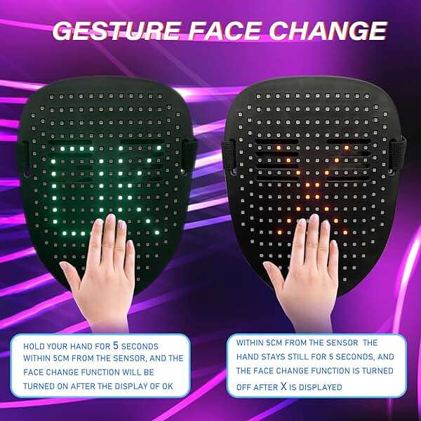 Depointer Life LED Mask Light up Masks With Gesture Sensing,Teen Boys Gifts Perfect Gifts for Halloween Christmas Birthday - Image 4