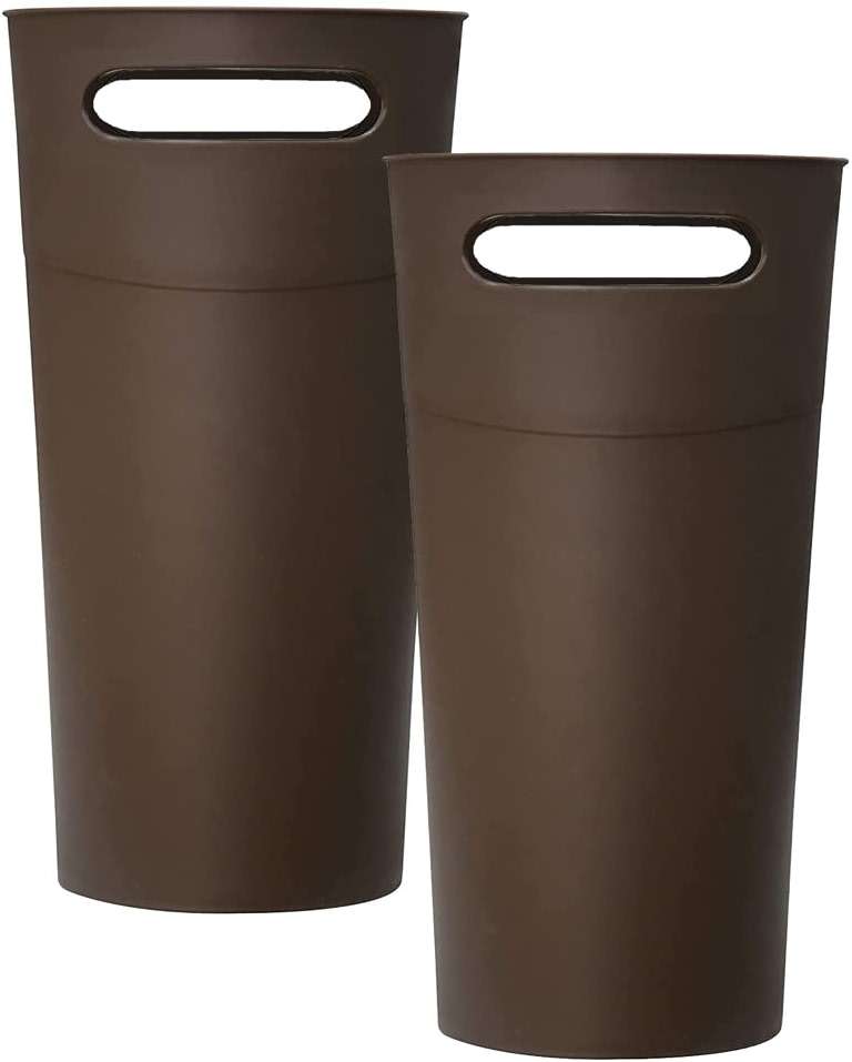 ROYFACC Small Trash Can Plastic Bathroom Wastebasket 3.2 Gallon Slim Garbage Container Bin with Handle for Home Kitchen Bathroom Bedroom Office, 2 Pack (Brown) - Image 5
