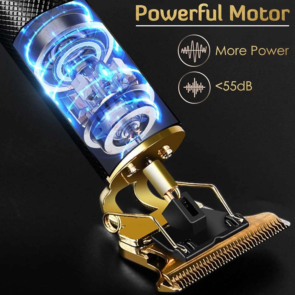 Hair Clippers for Men, Hair Trimmer T Blade Trimmer Zero Gapped Trimmer, Cordless Rechargeable Beard Trimmer Shaver Hair Cutting Kit with Ear Spoon Tool Set (Gold) - Image 4