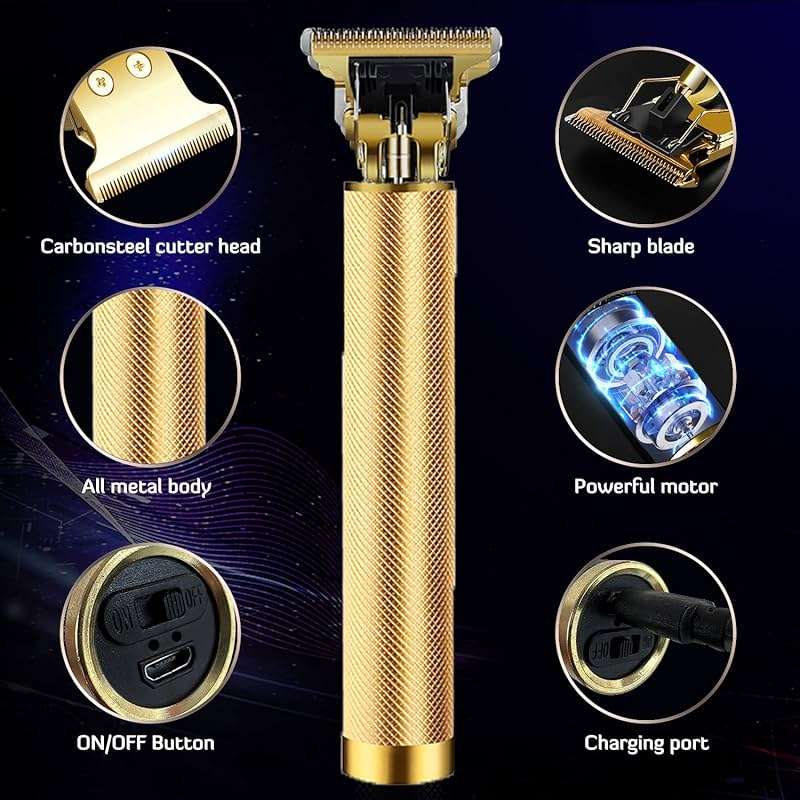 Hair Clippers for Men, Hair Trimmer T Blade Trimmer Zero Gapped Trimmer, Cordless Rechargeable Beard Trimmer Shaver Hair Cutting Kit with Ear Spoon Tool Set (Gold) - Image 5
