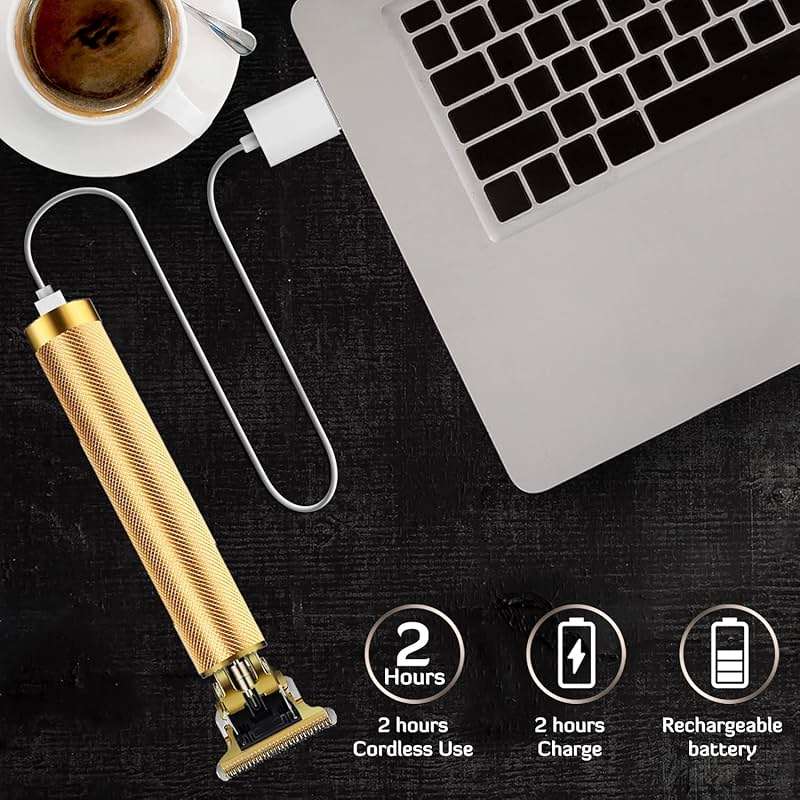 Hair Clippers for Men, Hair Trimmer T Blade Trimmer Zero Gapped Trimmer, Cordless Rechargeable Beard Trimmer Shaver Hair Cutting Kit with Ear Spoon Tool Set (Gold) - Image 6