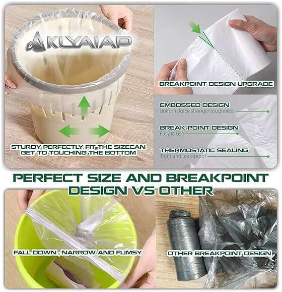 220 Counts Aklyaiap 4 Gallon Trash Bag,Tear & Leak Resistant Bathroom Biodegradable Small Garbage Can Bags Unscented for Home & Kitchen, 5Rolls, White - Image 5