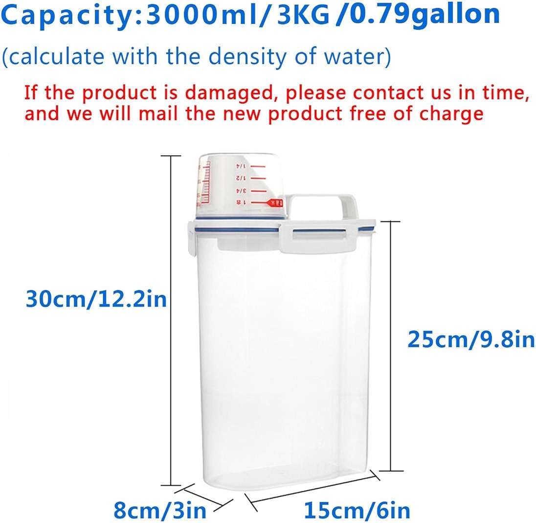 jioko 2 Pcs 5.5 LB Rice Storage Container, Airtight Cereal Flour Dispenser with Pouring Spout & Measuring Cup, Kitchen Plastic Clear Dry Food Storage Bin for Grain Oatmeal Snacks Pet Dog Food - Image 3