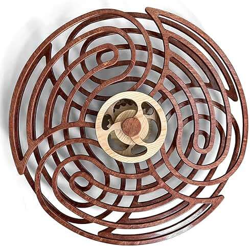 Mindsight Moving Kinetic Wall Art - Wind up to power peaceful motion (no battery) - Calming Wall Décor for Living Room, Office, Bedroom, Kitchen - Hand Crafted Wood - Ripple, Canyon Brown - Image 1