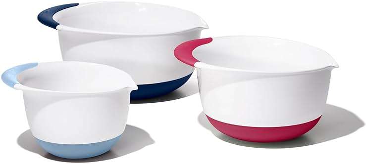 OXO,plastic Good Grips 3-Piece Mixing Bowl Set – Blueberry, Jam & Seltzer Handles​,4.7 LITERS, Large - Image 3