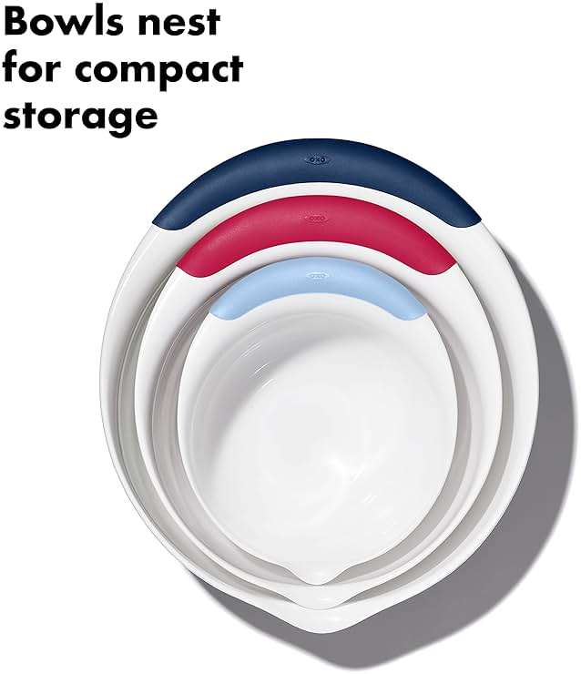 OXO,plastic Good Grips 3-Piece Mixing Bowl Set – Blueberry, Jam & Seltzer Handles​,4.7 LITERS, Large - Image 6