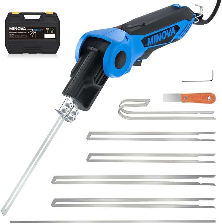 Minova 250W AC Rotatable Electric Hot Knife, Foam Cutter Cutting Tool Kit with Foldable Stand, Full-body Air Cooling System for EPP, EPS, XPS, EVA, PU, KT Board, Sponge - Image 1