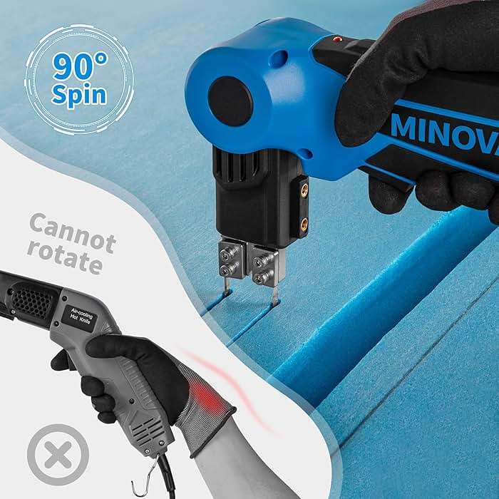 Minova 250W AC Rotatable Electric Hot Knife, Foam Cutter Cutting Tool Kit with Foldable Stand, Full-body Air Cooling System for EPP, EPS, XPS, EVA, PU, KT Board, Sponge - Image 2