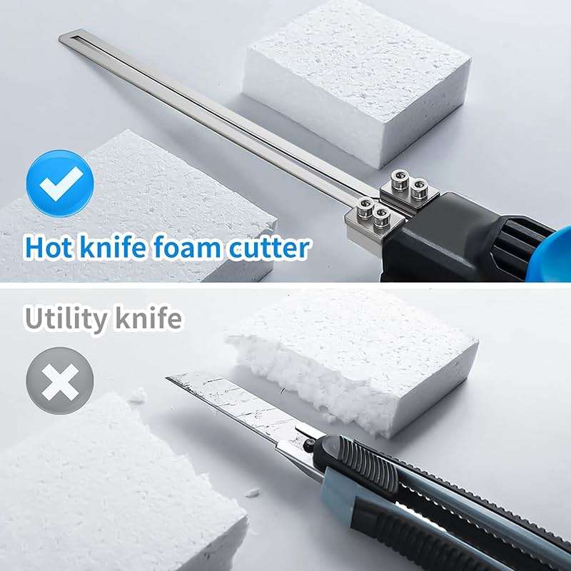 Minova 250W AC Rotatable Electric Hot Knife, Foam Cutter Cutting Tool Kit with Foldable Stand, Full-body Air Cooling System for EPP, EPS, XPS, EVA, PU, KT Board, Sponge - Image 7