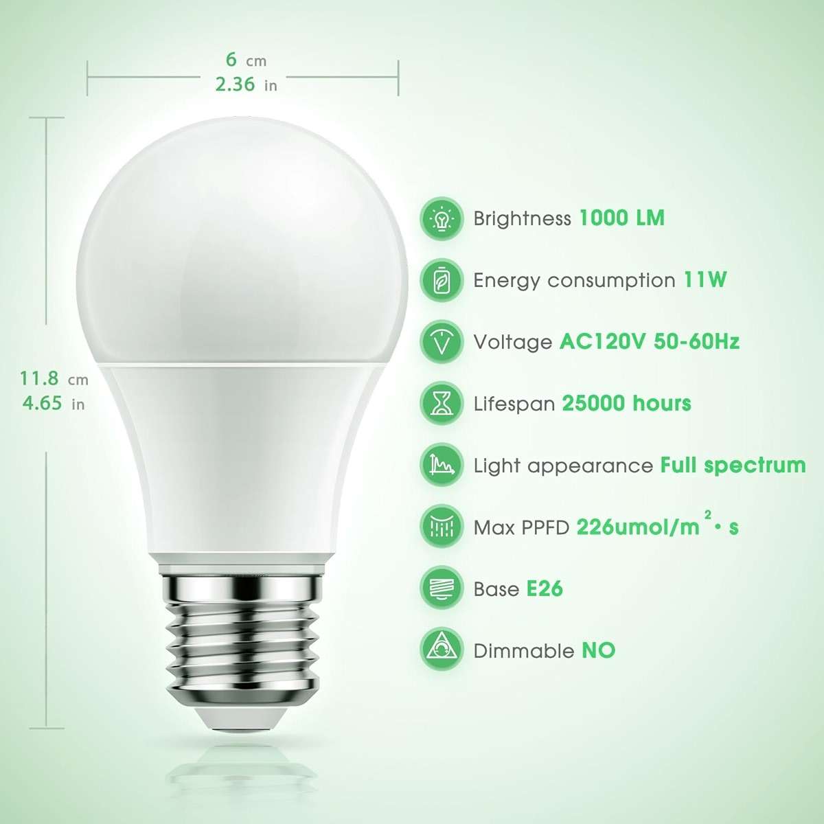 Briignite Full Spectrum LED Grow Light Bulb - A19 E26 Base, 11W (100W Equivalent) - for Indoor Plants, Seed Starting - 3 Pack - Image 5