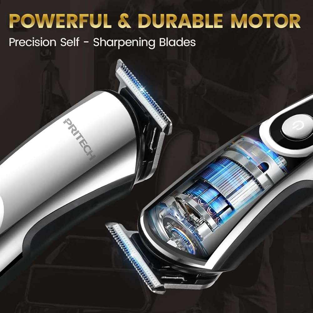 PRITECH Beard Trimmer for Men, 3 in 1 Hair Clippers for Men Kit, Nose,Ear,Micro Electric Shaver, Mens Grooming Set Cordless with LED Display IPX6 Waterproof (Silver) - Image 4