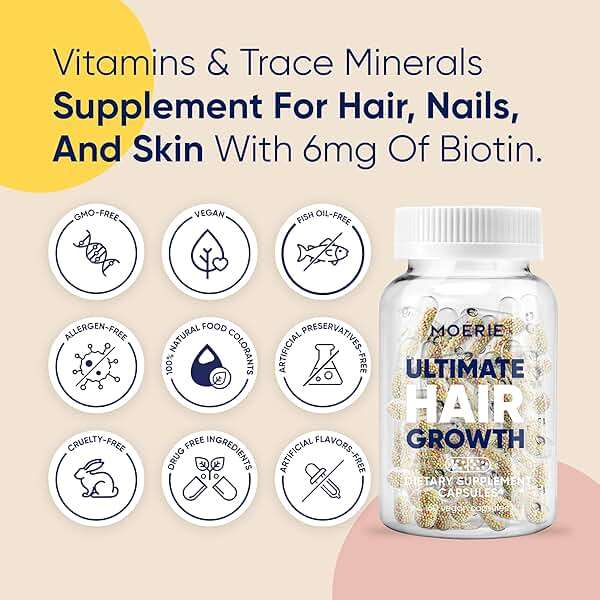 Moerie Ultimate Hair Boost Supplements for Women & Men - Hair, Skin, Nails Vitamins with Biotin & Minerals for Hair Health - Thicker Hair - 60 Capsules - Image 2