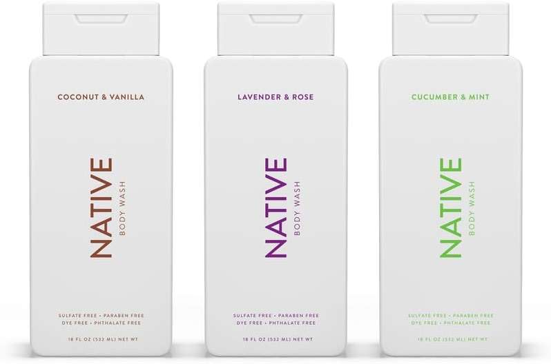 Native Body Wash Contains Naturally Derived Ingredients | for Women & Men, Sulfate, Paraben, & Dye Free Leaving Skin Soft & Hydrated |Coconut & Vanilla, Lavender Rose, & Cucumber Mint, 18 oz Pack of 3 - Image 1