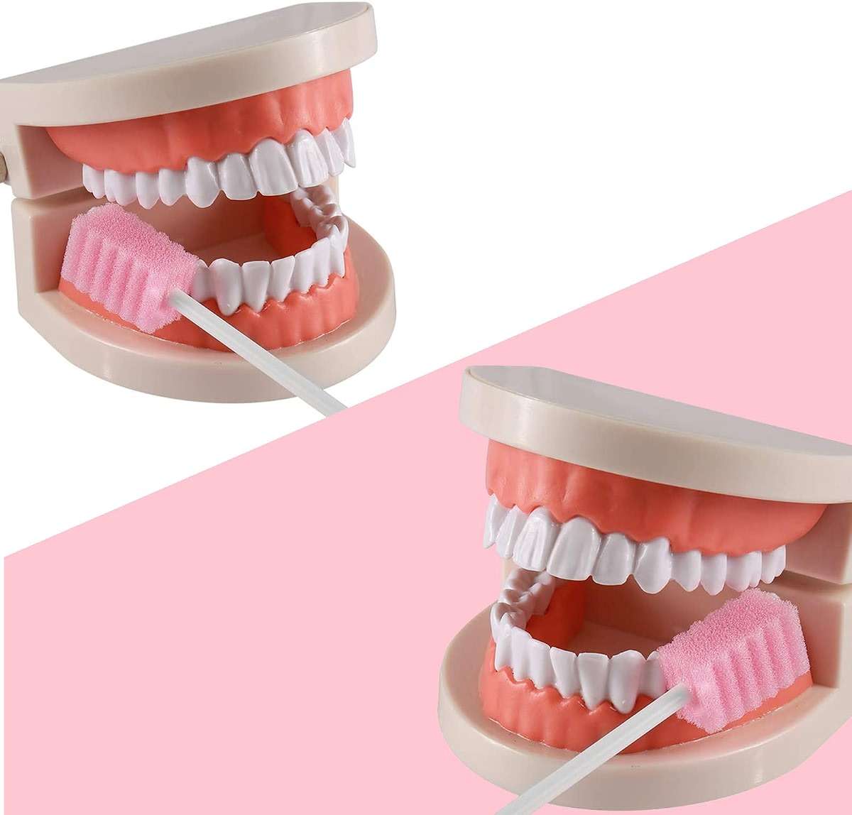 100 Pcs Mouth Swabs for Elderly, Individually Wrapped Oral Care Swabs, Unflavored Disposable Dental Swabsticks for Mouth Cleaning, Sawtooth-Shaped Pink Sponge - Image 5
