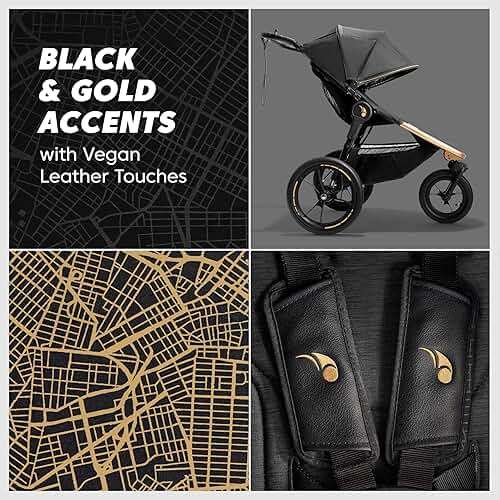 Baby Jogger® Summit X3 3-Wheel Jogging Stroller with Hand Brake One-Hand Compact Fold & All-Wheel Suspension, City Royalty - Image 2
