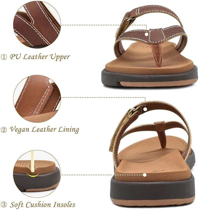 COFACE Womens Fashion Orthotic Flip Flops Ladies Slip On Lightweight Athletic Yoga Mat Cushion Thong Sandals With Comfortable Plantar Fasciitis Arch Support - Image 5