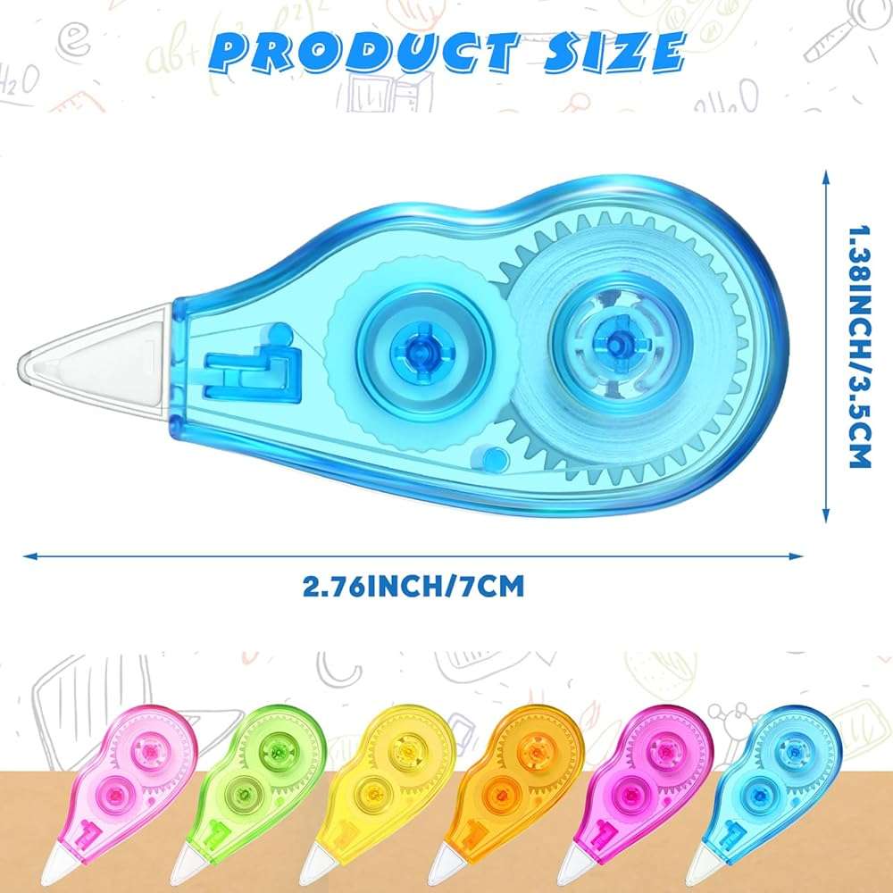 Chivao 100 Pack Mini Correction Tape Bulk Ink Corrector Eraser Tape Set Cute Aesthetic Colorful Instant Correction Applicator for Office School Student Stationery Supplies, 0.2 x 158 Inch(Rainbow) - Image 3