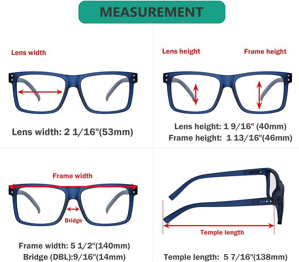Eyekepper 5-Pack Oversized Square Reading Glasses +2.00 Men Women | Large Frame Reading Glasses in Fun Colors, Clear Lens Ideal for Daily Reading, Durable Readers with Spring Hinges for Comfort - Image 3