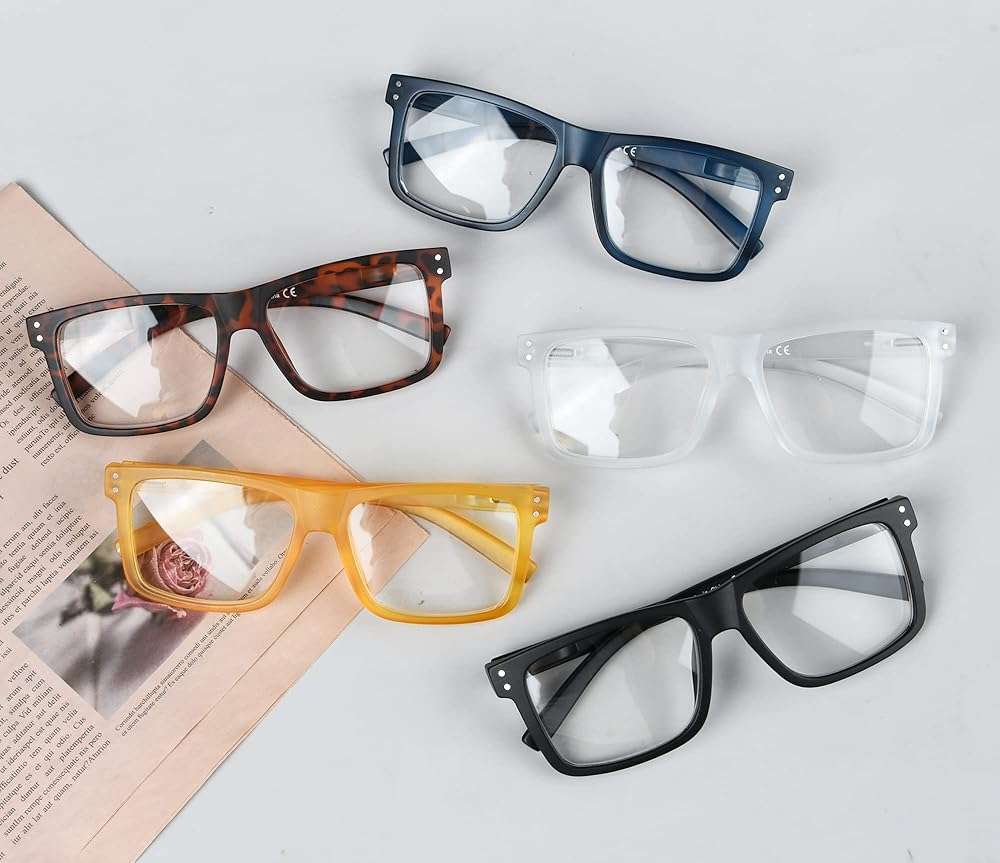 Eyekepper 5-Pack Oversized Square Reading Glasses +2.00 Men Women | Large Frame Reading Glasses in Fun Colors, Clear Lens Ideal for Daily Reading, Durable Readers with Spring Hinges for Comfort - Image 6