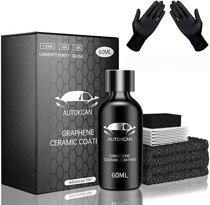 Autokcan Graphene Ceramic Coating(60ML), 10H Ceramic Coating for Cars, High Gloss Anti-Scratch Nano Coat Kit Hydrophbic Mirror Paint Protection 3 Years Prorection - Image 1
