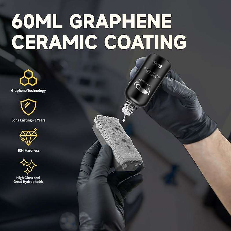 Autokcan Graphene Ceramic Coating(60ML), 10H Ceramic Coating for Cars, High Gloss Anti-Scratch Nano Coat Kit Hydrophbic Mirror Paint Protection 3 Years Prorection - Image 5