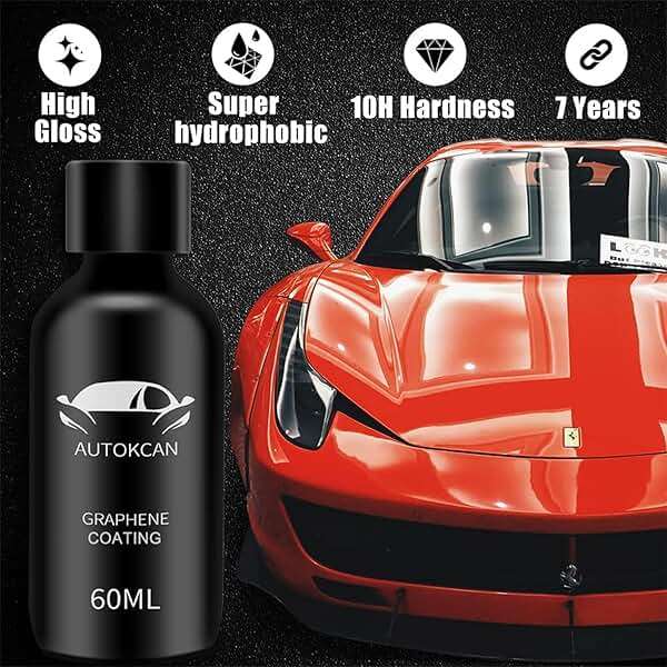 Autokcan Graphene Ceramic Coating(60ML), 10H Ceramic Coating for Cars, High Gloss Anti-Scratch Nano Coat Kit Hydrophbic Mirror Paint Protection 3 Years Prorection - Image 7