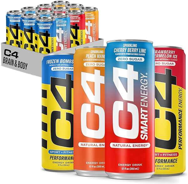 C4 Energy & Smart Energy Drinks Variety Pack, Sugar Free Pre Workout Performance Drink With No Artificial Colors or Dyes, Zero Calorie, Coffee Substitute or Alternative, 4 Flavor Variety 12 Pack - Image 1