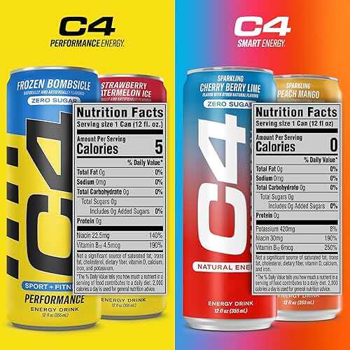 C4 Energy & Smart Energy Drinks Variety Pack, Sugar Free Pre Workout Performance Drink With No Artificial Colors or Dyes, Zero Calorie, Coffee Substitute or Alternative, 4 Flavor Variety 12 Pack - Image 3