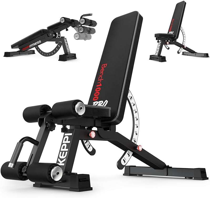 Adjustable Weight Bench, Commercial Grade 1200LB Workout Bench Press Set for Home Gym Strength Training Exercise, Incline Bench with 12+3 Adjustable Backrest&Seat Positions for Full Body Fitness - Image 1