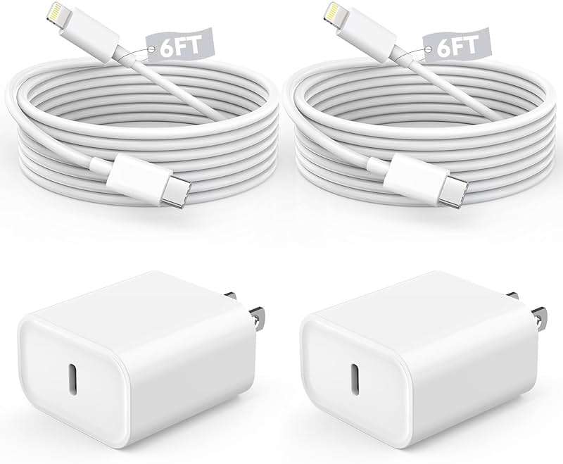 Fast Charger iPhone,iPhone Charger Fast Charging 2Pack USB C Wall Charger Block Fast i Phone Chargers 6FT Type-C USB C to Lightning Cable Cord for iPhone14/14Plus/13/12/11 Pro Max,Mini,8,iPad/AirPods - Image 1