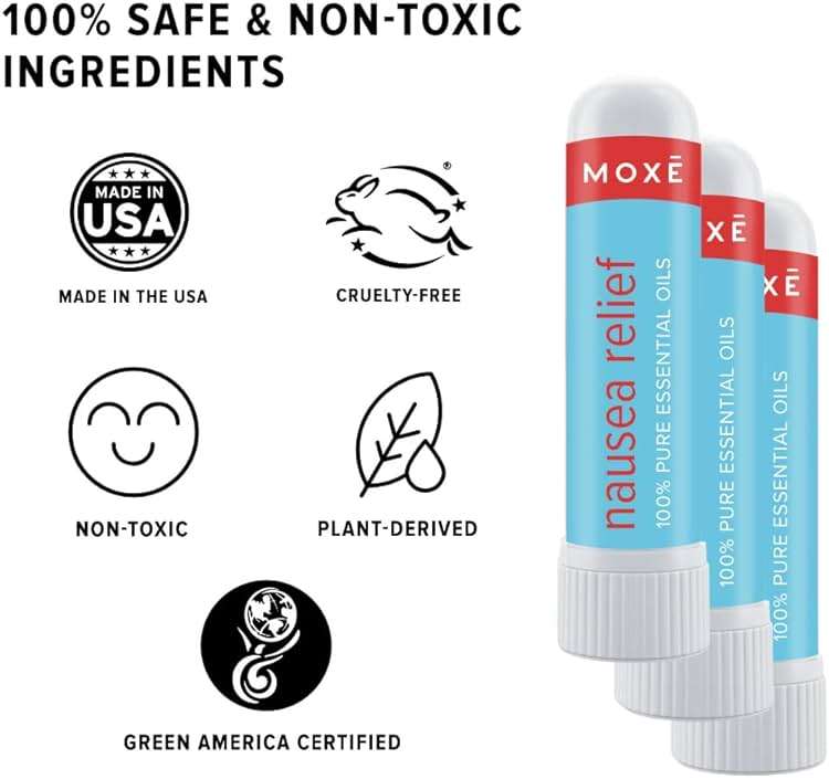 MOXE Nausea Nasal Inhaler Sticks, All Natural Essential Oil Blend, Ginger, Cardamom, Peppermint, Sweet Orange, Upset Stomach, Headaches, Easy-to-Use Portable Aromatherapy, Made in USA, 3 Pack - Image 4