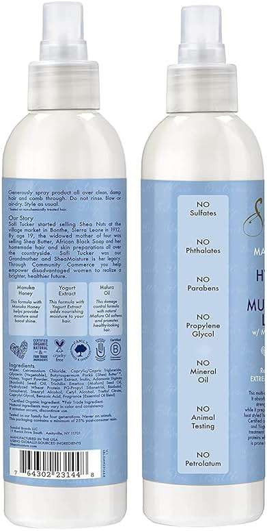 Shea Moisture Leave-In Conditioner, Multi-Action Spray 2-Pack, Manuka Honey & Yogurt Hydrate & Repair for Dry, Damaged Hair, 8 Oz Ea - Image 2