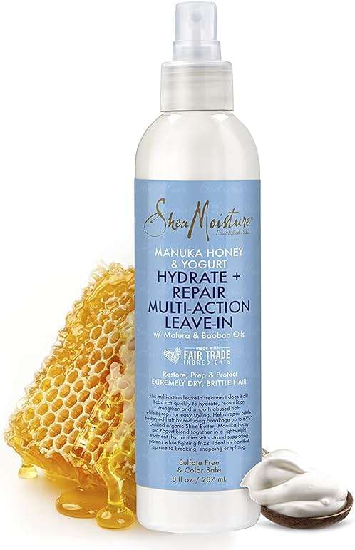 Shea Moisture Leave-In Conditioner, Multi-Action Spray 2-Pack, Manuka Honey & Yogurt Hydrate & Repair for Dry, Damaged Hair, 8 Oz Ea - Image 3