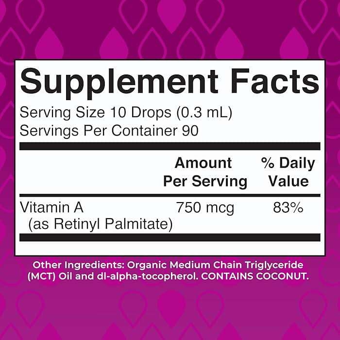 MaryRuth Organics USDA Organic Vitamin A Liquid Drops | 3 Month Supply | Bone Health for Ages 14+ | Essential Vitamin | 750mcg per Serving | Sugar Free | Vegan | Non-GMO | Gluten Free | 1oz - Image 2