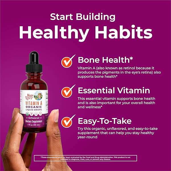 MaryRuth Organics USDA Organic Vitamin A Liquid Drops | 3 Month Supply | Bone Health for Ages 14+ | Essential Vitamin | 750mcg per Serving | Sugar Free | Vegan | Non-GMO | Gluten Free | 1oz - Image 5