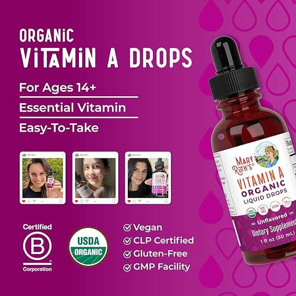 MaryRuth Organics USDA Organic Vitamin A Liquid Drops | 3 Month Supply | Bone Health for Ages 14+ | Essential Vitamin | 750mcg per Serving | Sugar Free | Vegan | Non-GMO | Gluten Free | 1oz - Image 8