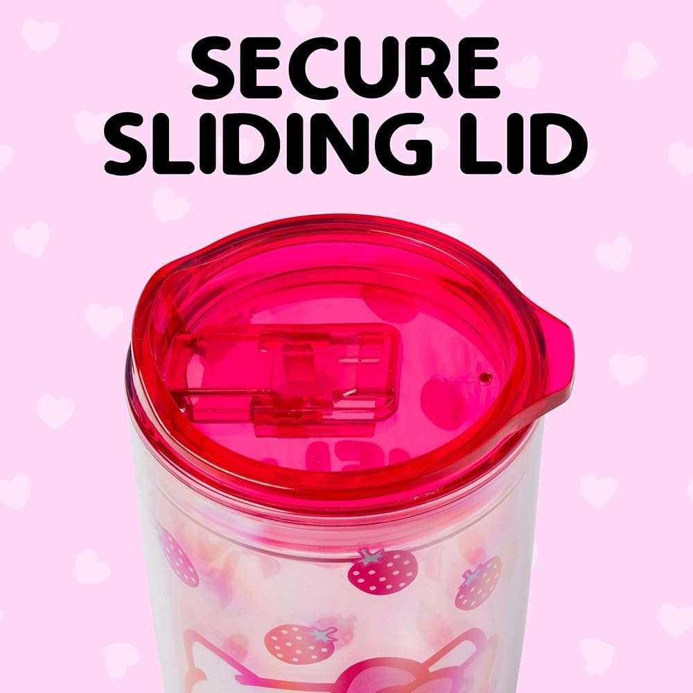 Silver Buffalo Sanrio Hello Kitty Strawberry Double Wall Travel Tumbler with Slide Close Lid, 20 Ounces - Image 4