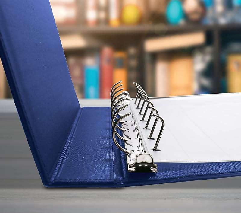Better Office Products 7 Ring Executive Check Binder with Zipper Pouch, Padded Blue Textured Cover, for 9" x 13" 3 Per Page Business Checks, 600 Check Capacity Checkbook Holder - Image 4
