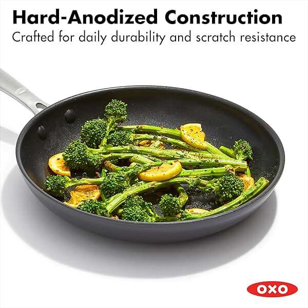 OXO Enhanced, 8" 10" and 12" 3 Piece Frying Pan Skillet Set, Healthy Ceramic Nonstick, PFAS-Free, Stainless Steel Handle, Dishwasher Safe, Oven Safe, Black - Image 4