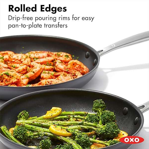 OXO Enhanced, 8" 10" and 12" 3 Piece Frying Pan Skillet Set, Healthy Ceramic Nonstick, PFAS-Free, Stainless Steel Handle, Dishwasher Safe, Oven Safe, Black - Image 6