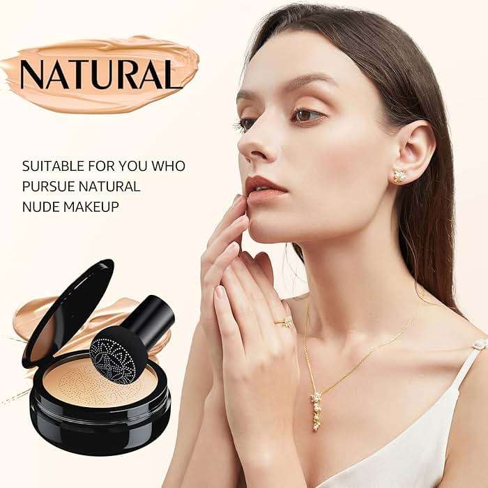 Cushion Foundation Concealer for Older Women, Face Makeup Powder Foundation for Mature Skin, CC Cream Tattoo Cover up Easily Create A Lightweight Natural-looking Base, Natural Color - Image 3