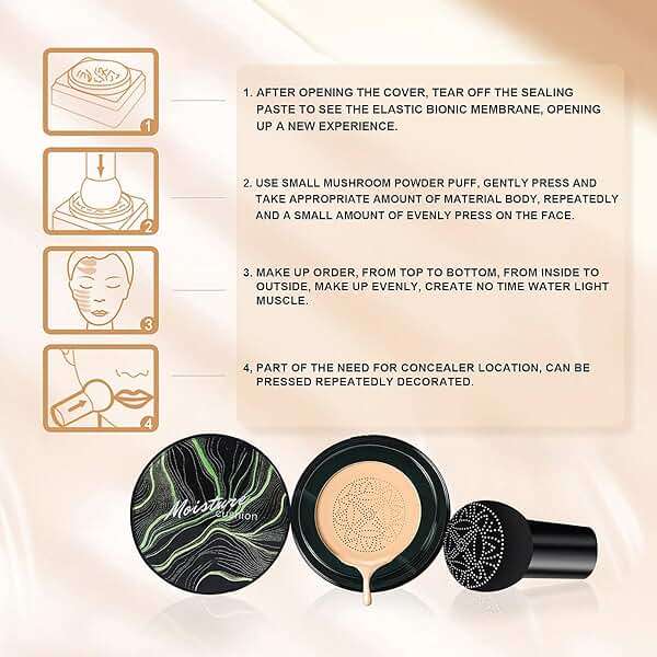 Cushion Foundation Concealer for Older Women, Face Makeup Powder Foundation for Mature Skin, CC Cream Tattoo Cover up Easily Create A Lightweight Natural-looking Base, Natural Color - Image 7