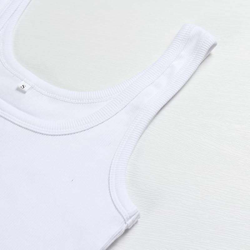 Artfish Women's Scoop Neck Sleeveless Knit Ribbed Fitted Casual Crop Tank Top - Image 2