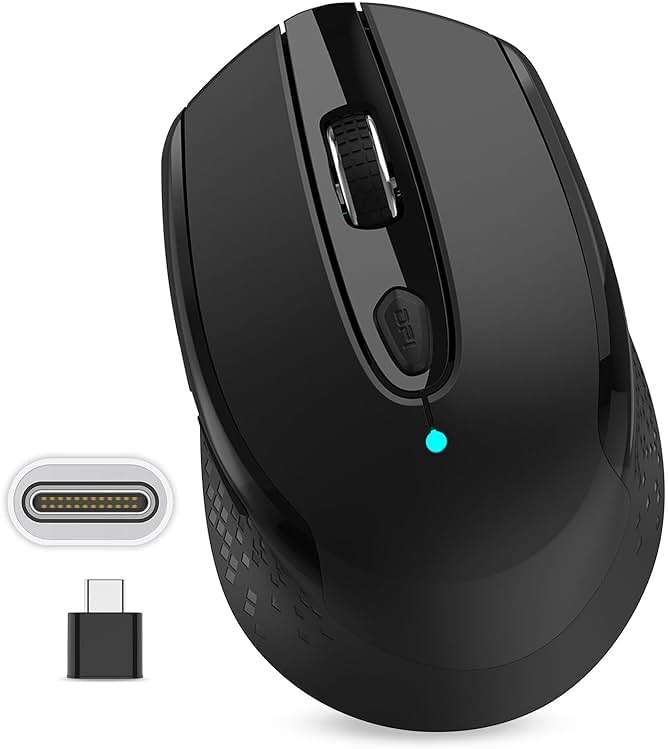 RaceGT USB C Wireless Mouse, Type C Silent Mouse for MacBook Air/Pro, 2.4G Cordless Computer Mice with 6 Buttons and 3 Adjustable DPI for Mac, Laptop, Desktop, PC - Image 1