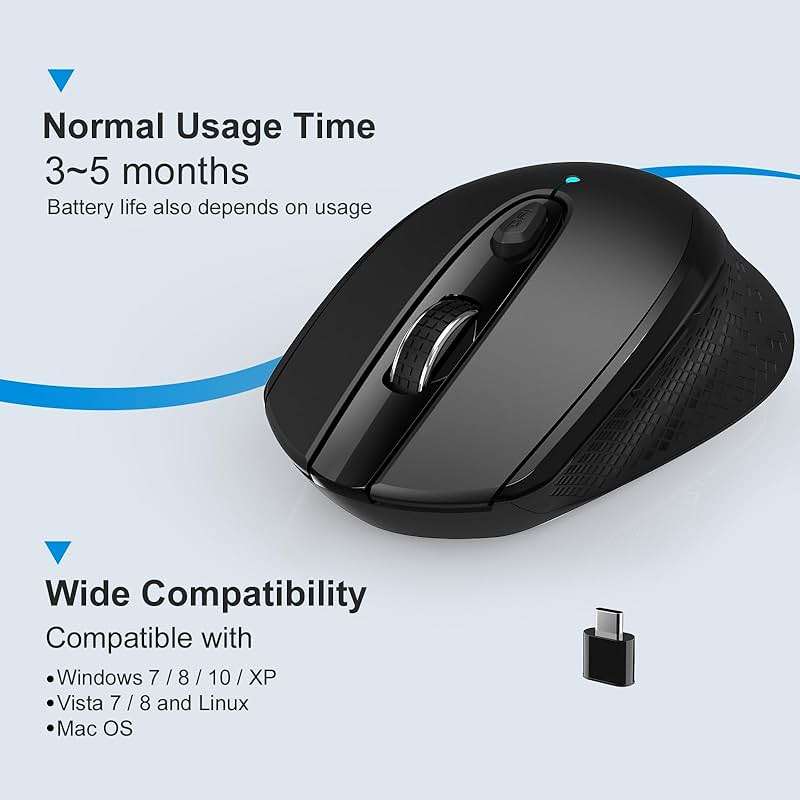 RaceGT USB C Wireless Mouse, Type C Silent Mouse for MacBook Air/Pro, 2.4G Cordless Computer Mice with 6 Buttons and 3 Adjustable DPI for Mac, Laptop, Desktop, PC - Image 4