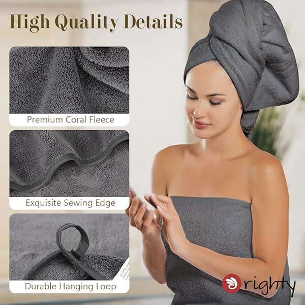 Orighty Bath Towels Pack of 2(27'' x 54'') - Soft Feel, Highly Absorbent, Quick Drying Microfiber for Body, Sport, Yoga, SPA, Fitness - Grey - Image 4